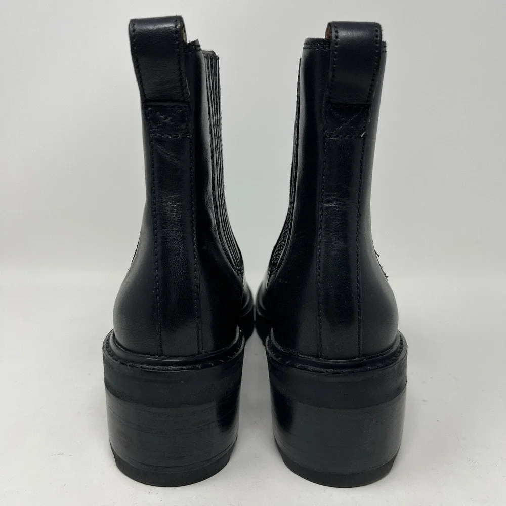 Madewell Gwenda Women's 8 Platform Ankle Chelsea Boots Black Stacked Heel NN019 - Picture 10 of 14
